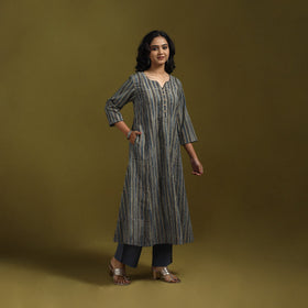 Natural dyed cotton a-line kurta for women 14 - handcrafted