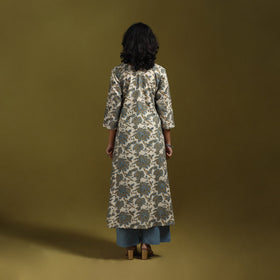 Natural dyed cotton a-line kurta for women 16 - handcrafted