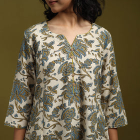 Natural dyed cotton a-line kurta for women 16 - handcrafted