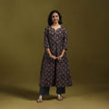Natural dyed cotton a-line kurta for women 17 - handcrafted