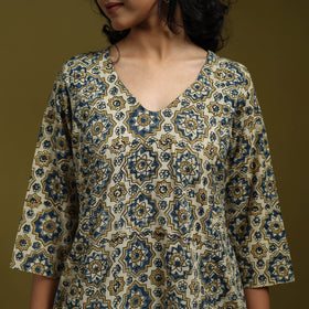 Natural dyed cotton a-line kurta for women 19 - handcrafted