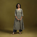 Natural dyed cotton a-line kurta for women 19 - handcrafted