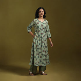 Natural dyed cotton a-line kurta for women 20 - handcrafted
