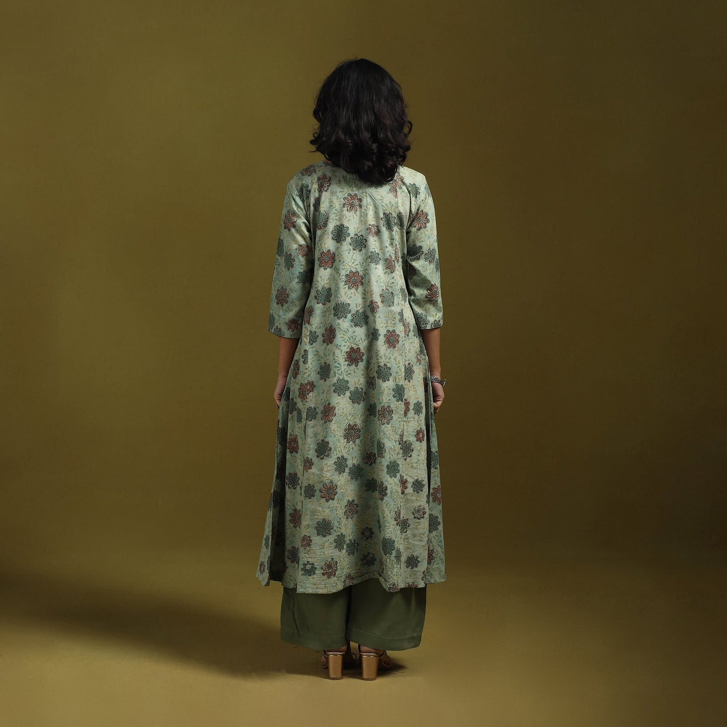 Natural dyed cotton a-line kurta for women 20 - handcrafted