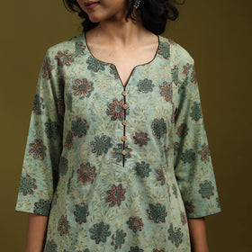 Natural dyed cotton a-line kurta for women 20 - handcrafted