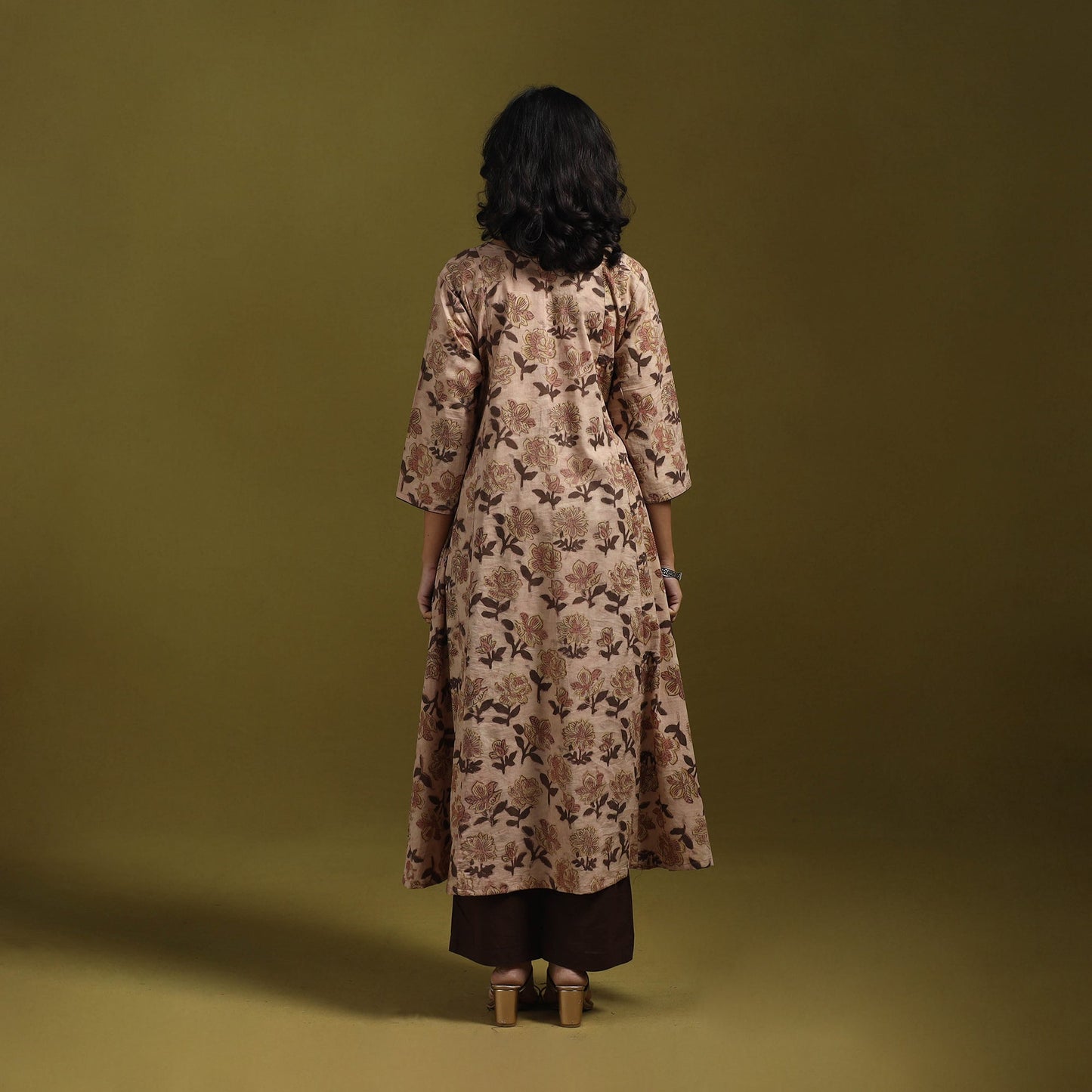 Natural dyed cotton a-line kurta for women 21 - handcrafted