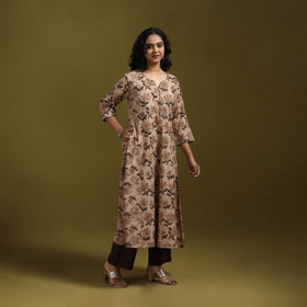Natural dyed cotton a-line kurta for women 21 - handcrafted