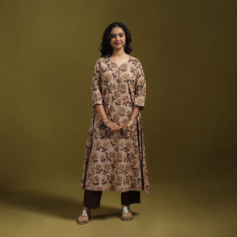 Natural dyed cotton a-line kurta for women 21 - handcrafted