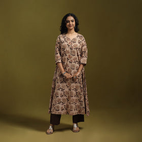 Natural dyed cotton a-line kurta for women 21 - handcrafted