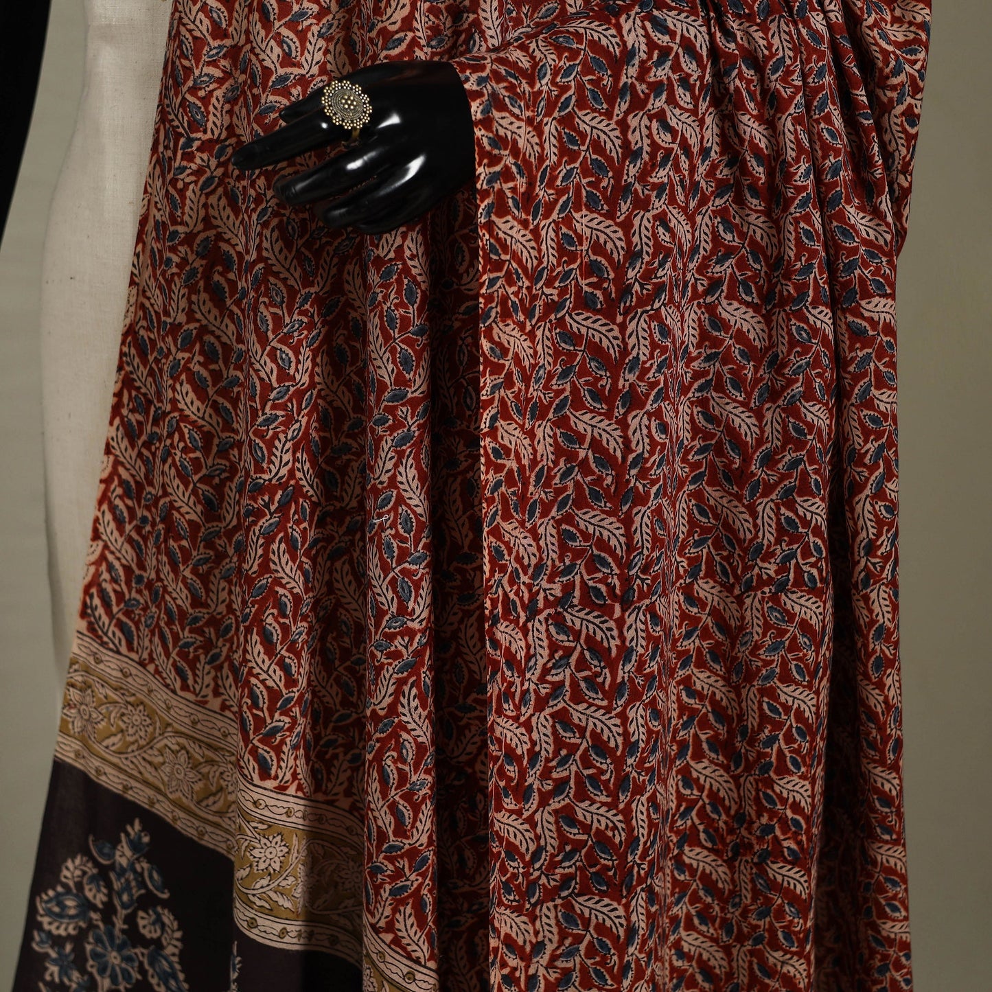 Natural Dyed Block Print Cotton Pedana Kalamkari Dupatta