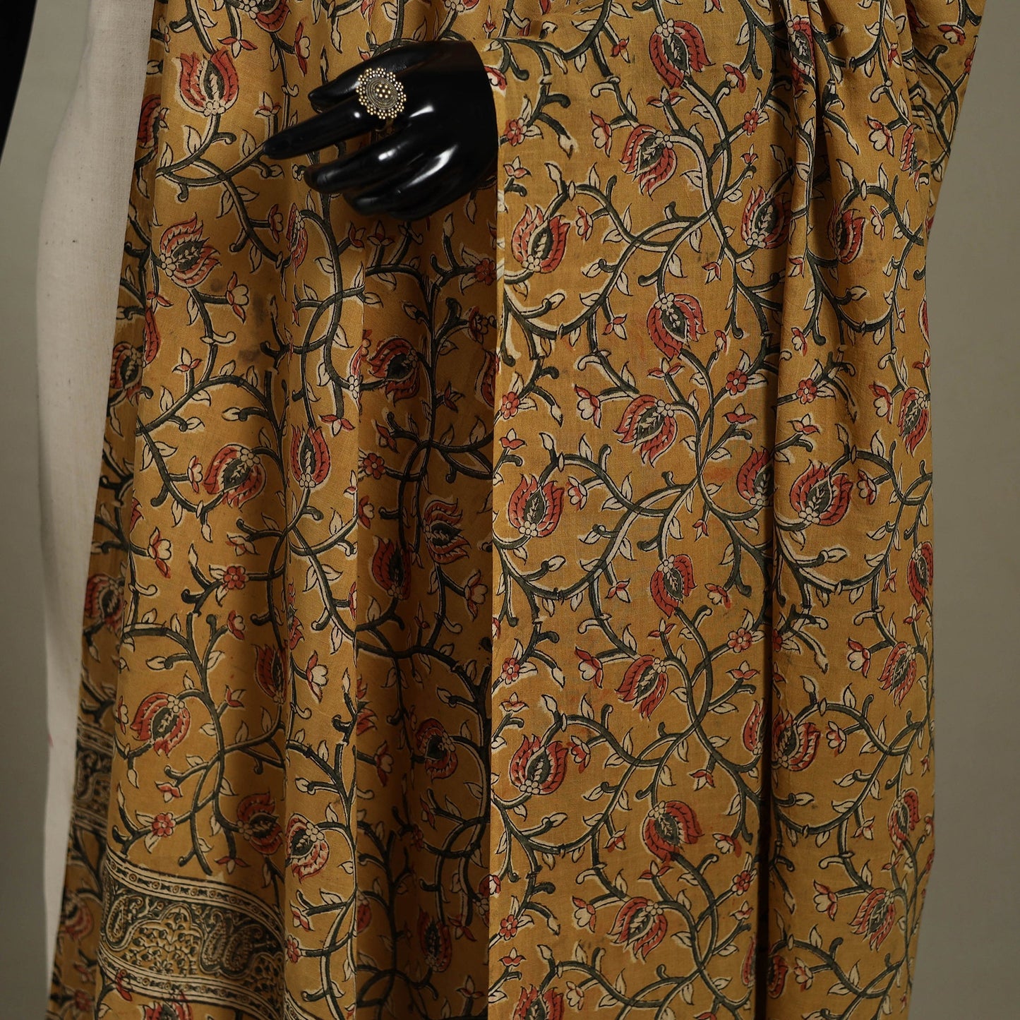 Natural Dyed Block Print Cotton Pedana Kalamkari Dupatta