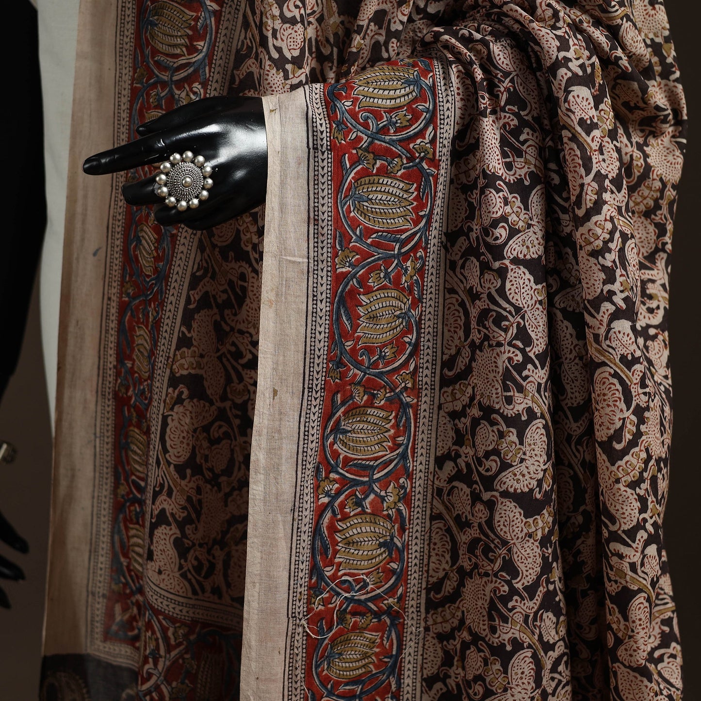 Natural dyed cotton pedana kalamkari dupatta 19