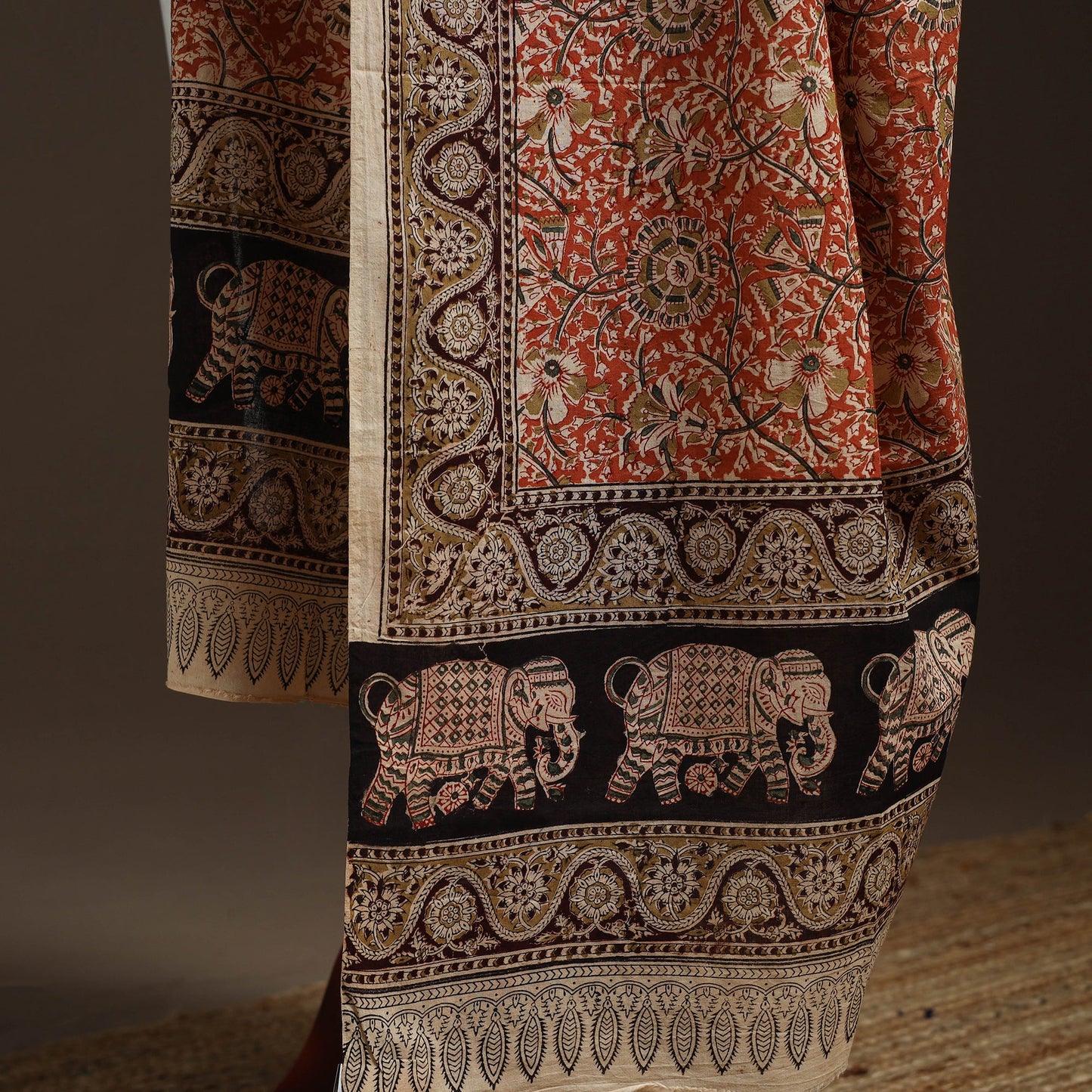 Natural dyed cotton pedana kalamkari dupatta 21