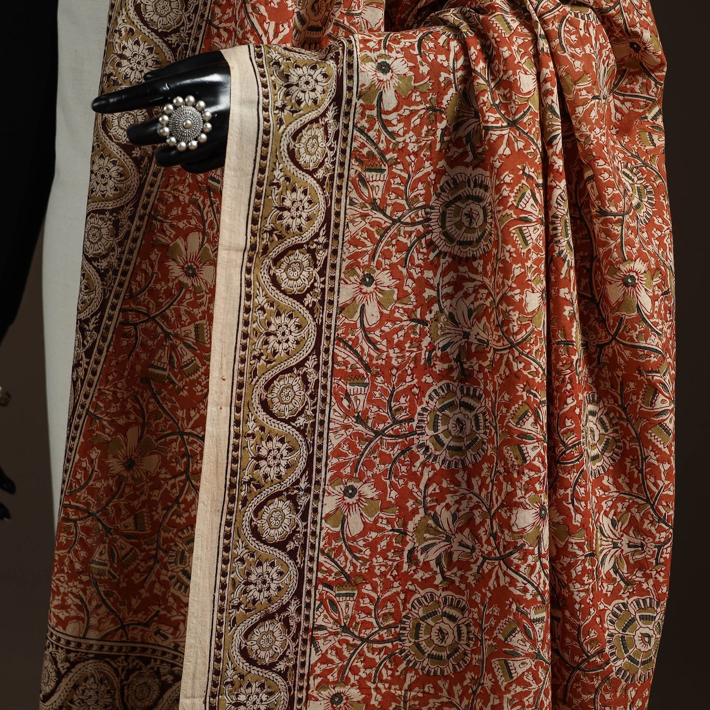 Natural dyed cotton pedana kalamkari dupatta 21