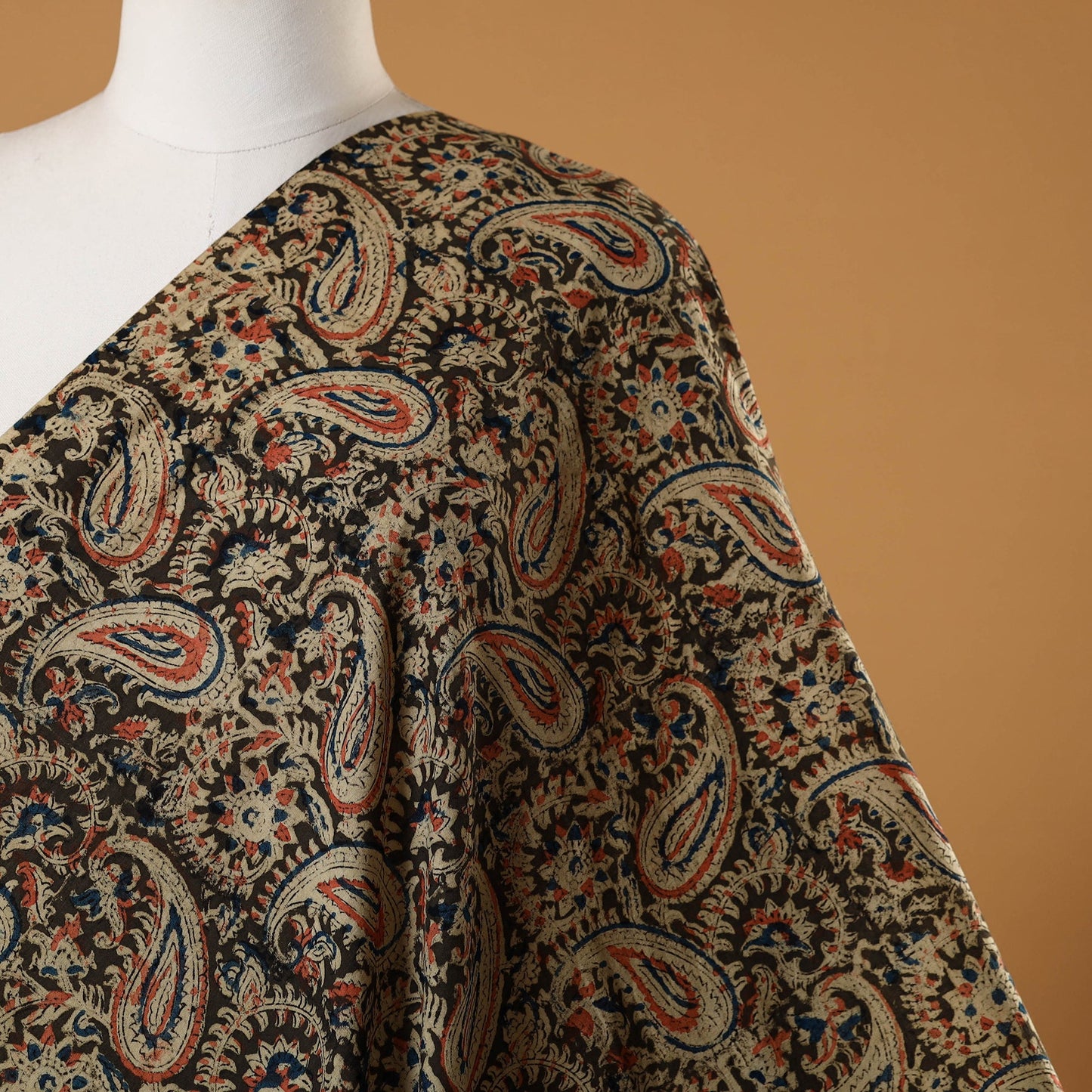 Natural dyed cotton pedana kalamkari fabric 18 - handcrafted