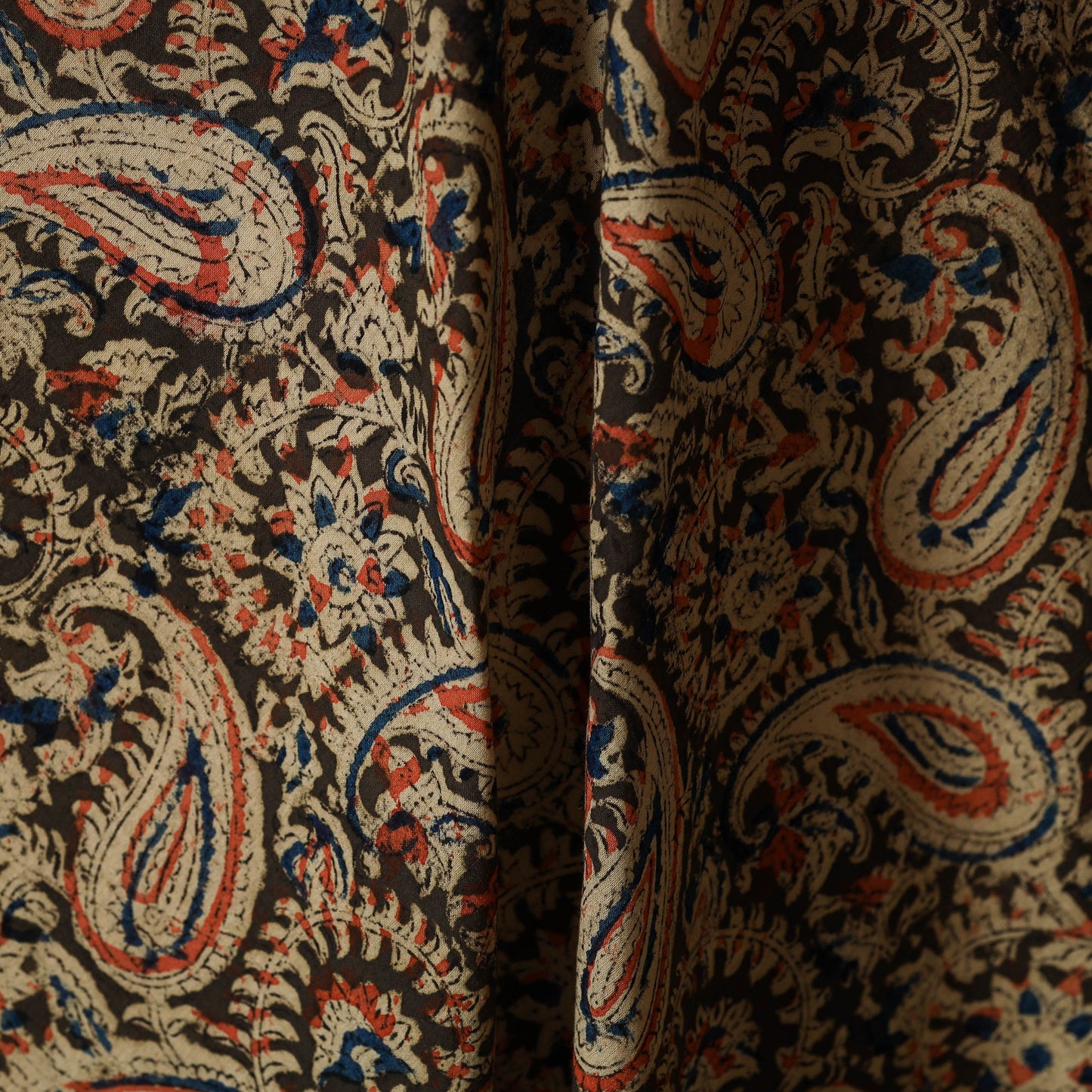 Natural dyed cotton pedana kalamkari fabric 18 - handcrafted