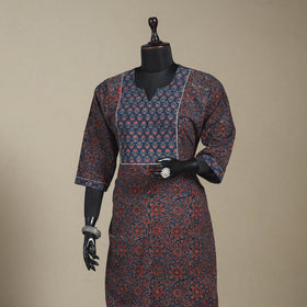 Natural dyed cotton straight kurta 03 - 2xl - handcrafted