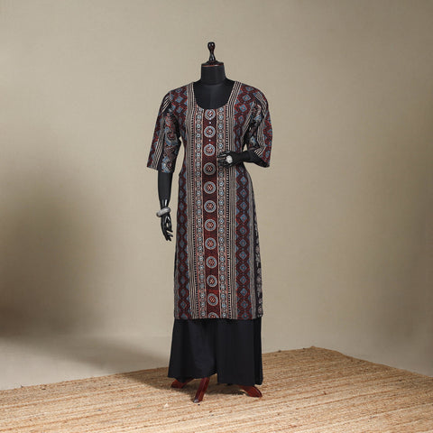 Natural dyed cotton straight kurta 04 - 2xl - handcrafted