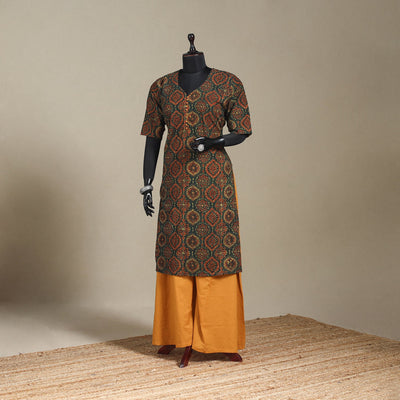 Natural dyed cotton straight kurta 05 - xl - handcrafted