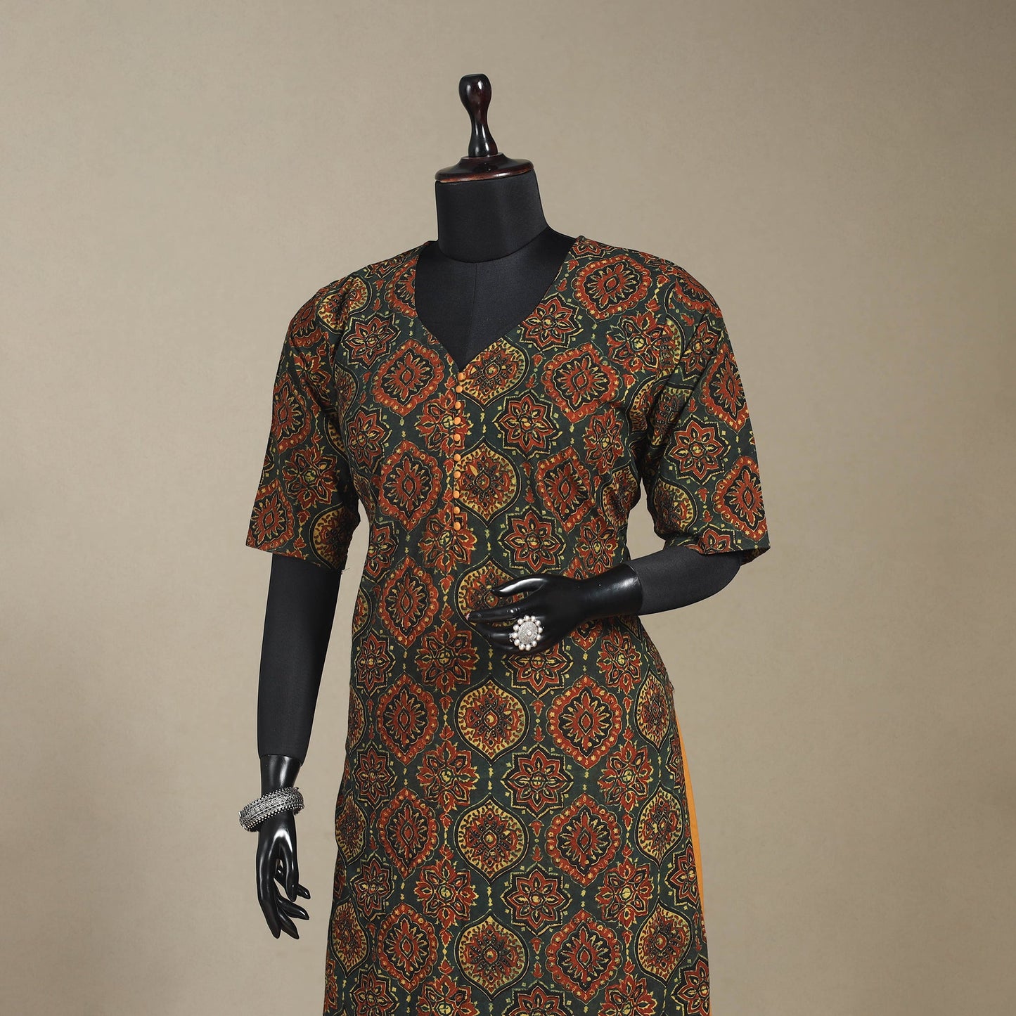 Natural dyed cotton straight kurta 05 - xl - handcrafted