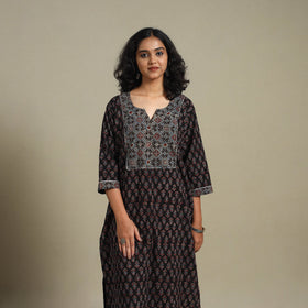 Natural dyed cotton straight kurta 06 - l - handcrafted