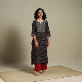 Natural dyed cotton straight kurta 06 - l - handcrafted