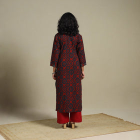 Natural dyed cotton straight kurta 08 - s - handcrafted