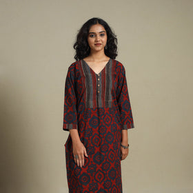 Natural dyed cotton straight kurta 08 - s - handcrafted