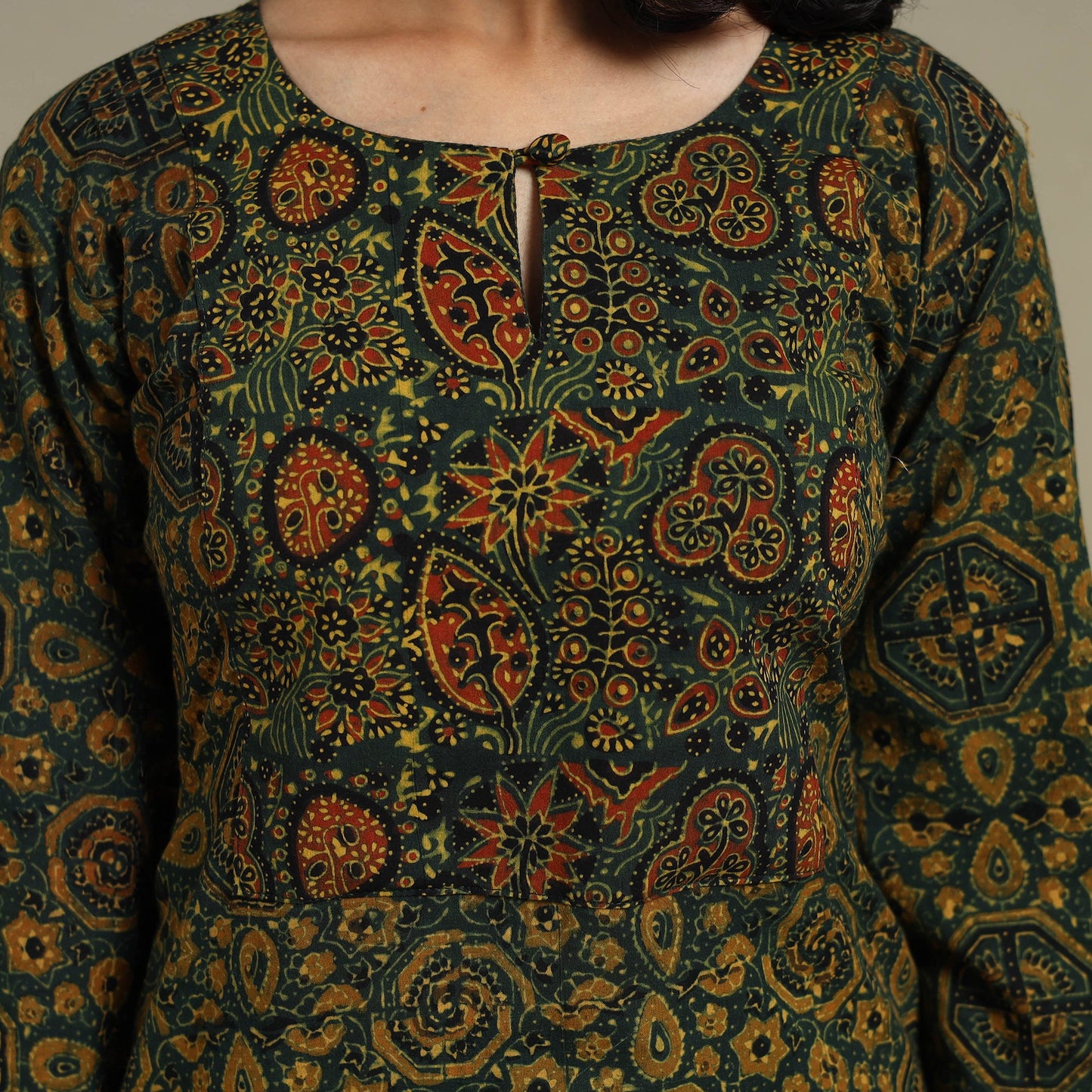 Natural dyed cotton straight kurta 10 - s - handcrafted