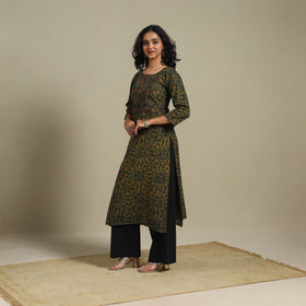 Natural dyed cotton straight kurta 10 - s - handcrafted