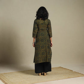 Natural dyed cotton straight kurta 10 - s - handcrafted