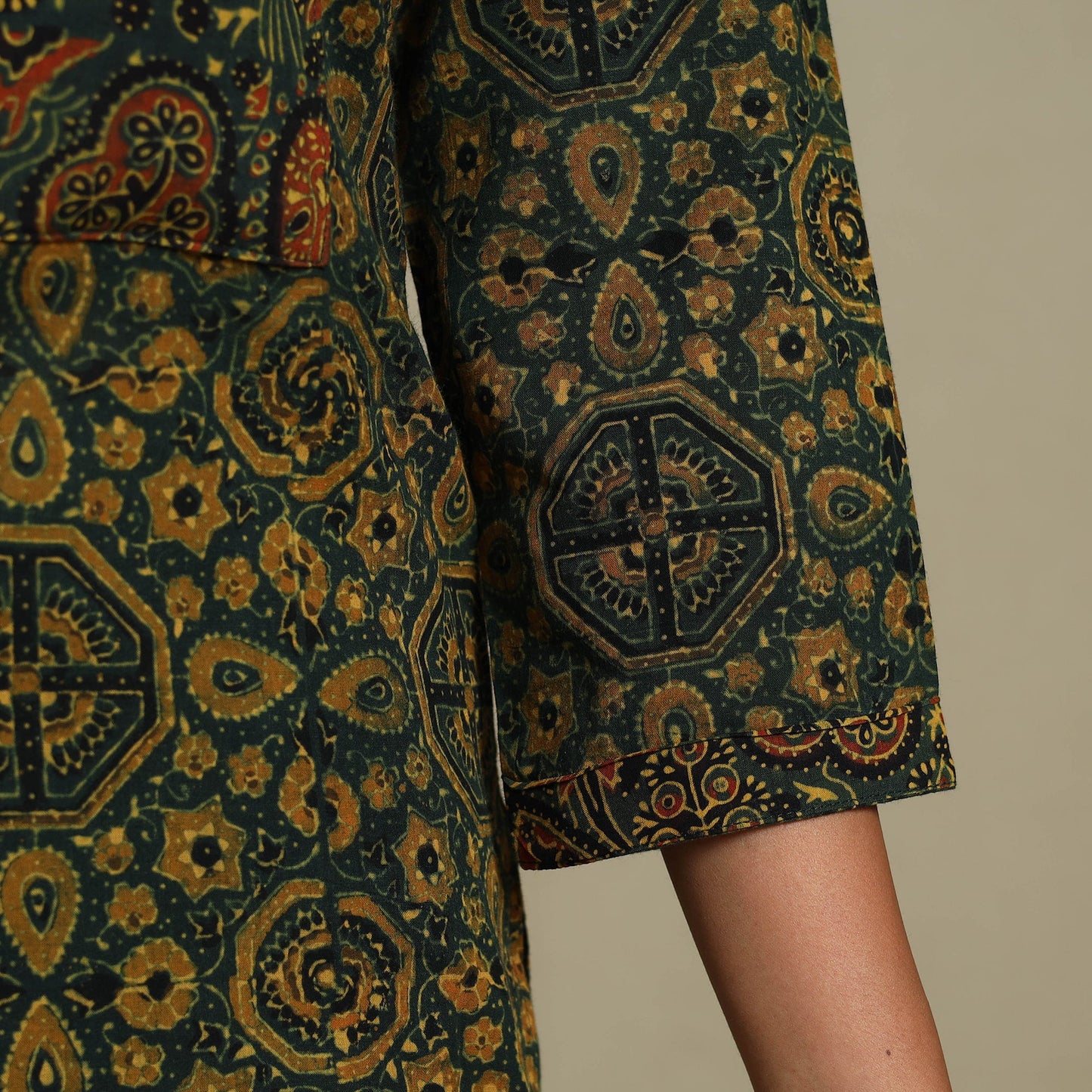 Natural dyed cotton straight kurta 10 - s - handcrafted