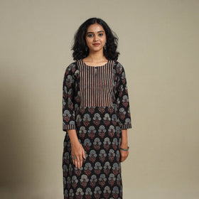 Natural dyed cotton straight kurta 11 - s - handcrafted