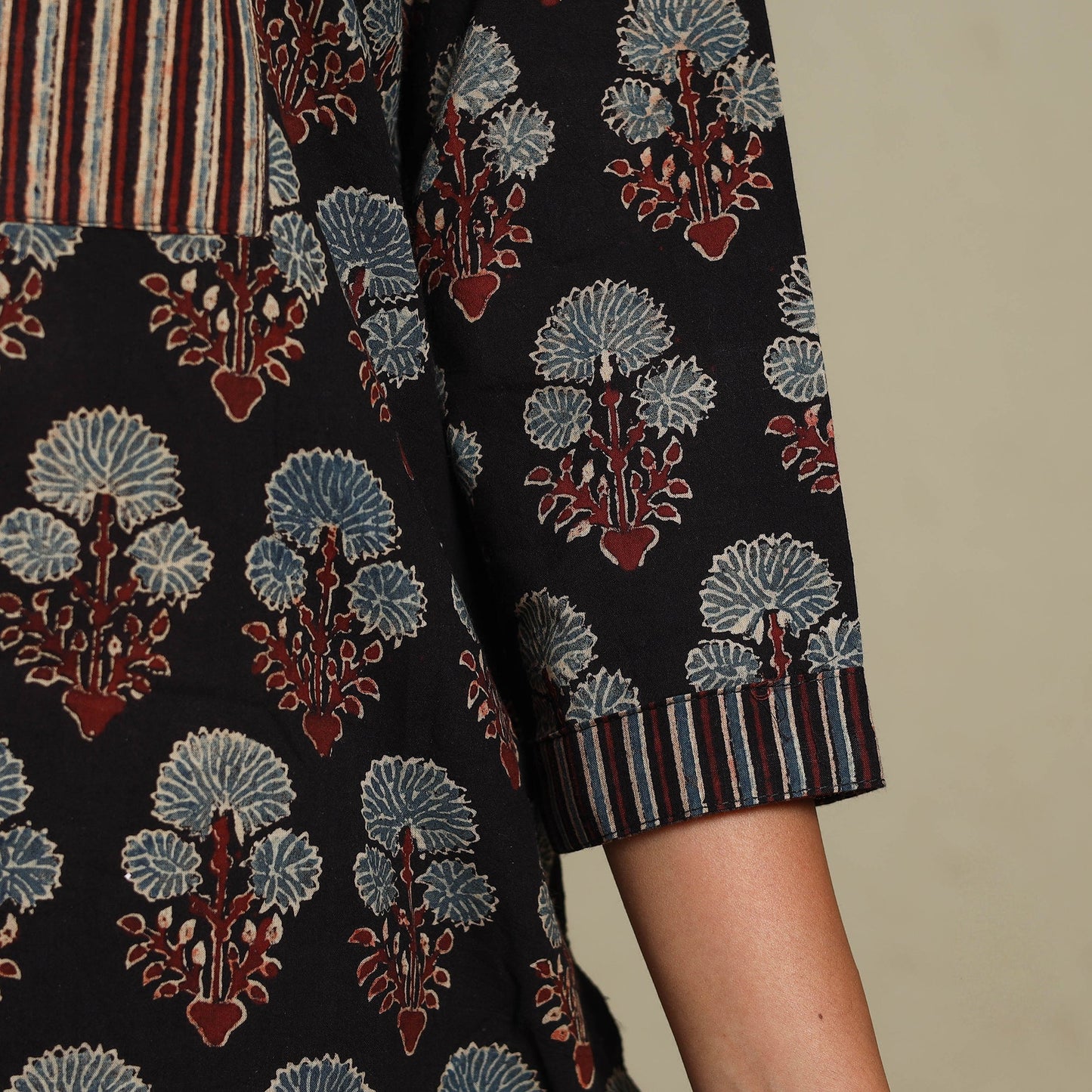 Natural dyed cotton straight kurta 11 - s - handcrafted