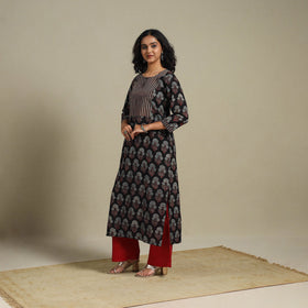 Natural dyed cotton straight kurta 11 - s - handcrafted