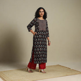 Natural dyed cotton straight kurta 11 - s - handcrafted