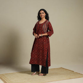 Natural dyed cotton straight kurta 12 - s - handcrafted