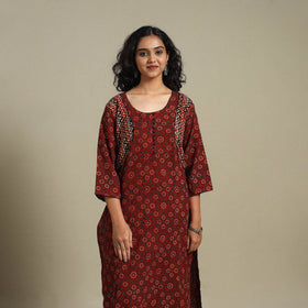 Natural dyed cotton straight kurta 12 - s - handcrafted