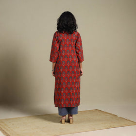 Natural dyed cotton straight kurta 13 - s - handcrafted