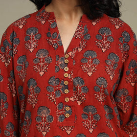 Natural dyed cotton straight kurta 13 - s - handcrafted