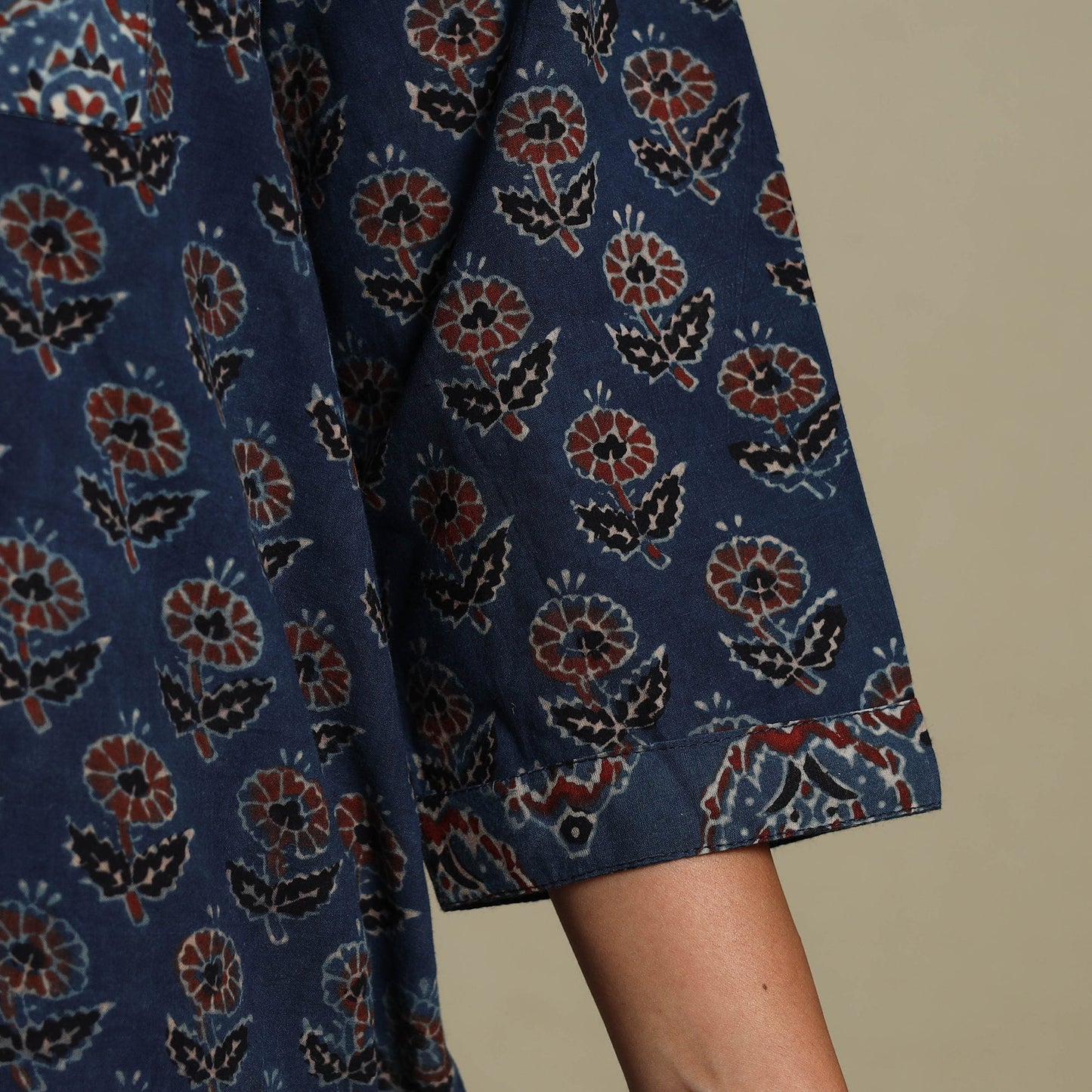 Natural dyed cotton straight kurta 15 - m - handcrafted