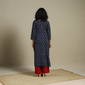 Natural dyed cotton straight kurta 15 - m - handcrafted