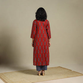 Natural dyed cotton straight kurta 17 - l - handcrafted