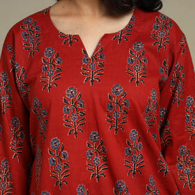 Natural dyed cotton straight kurta 17 - l - handcrafted