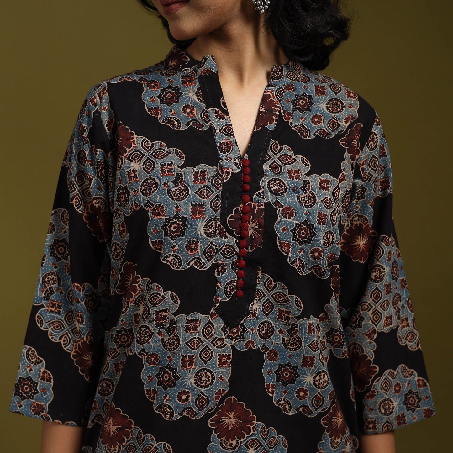 Natural dyed cotton straight kurta for women 02