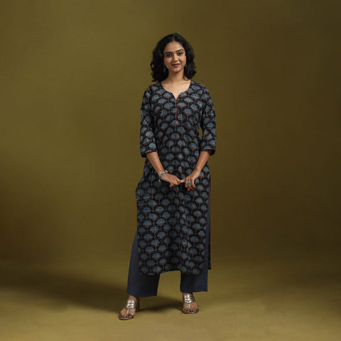 Natural dyed cotton straight kurta for women 03