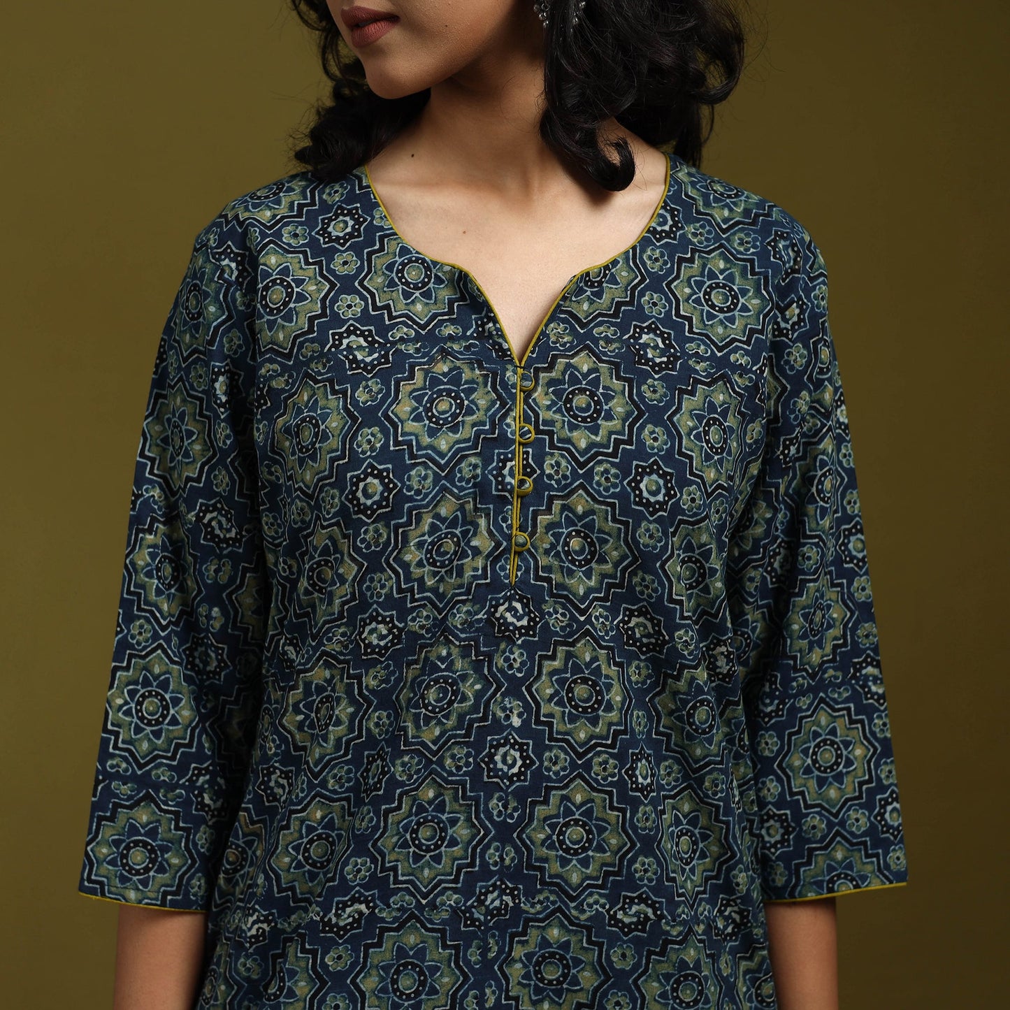 Natural dyed cotton straight kurta for women 05