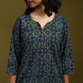Natural dyed cotton straight kurta for women 05