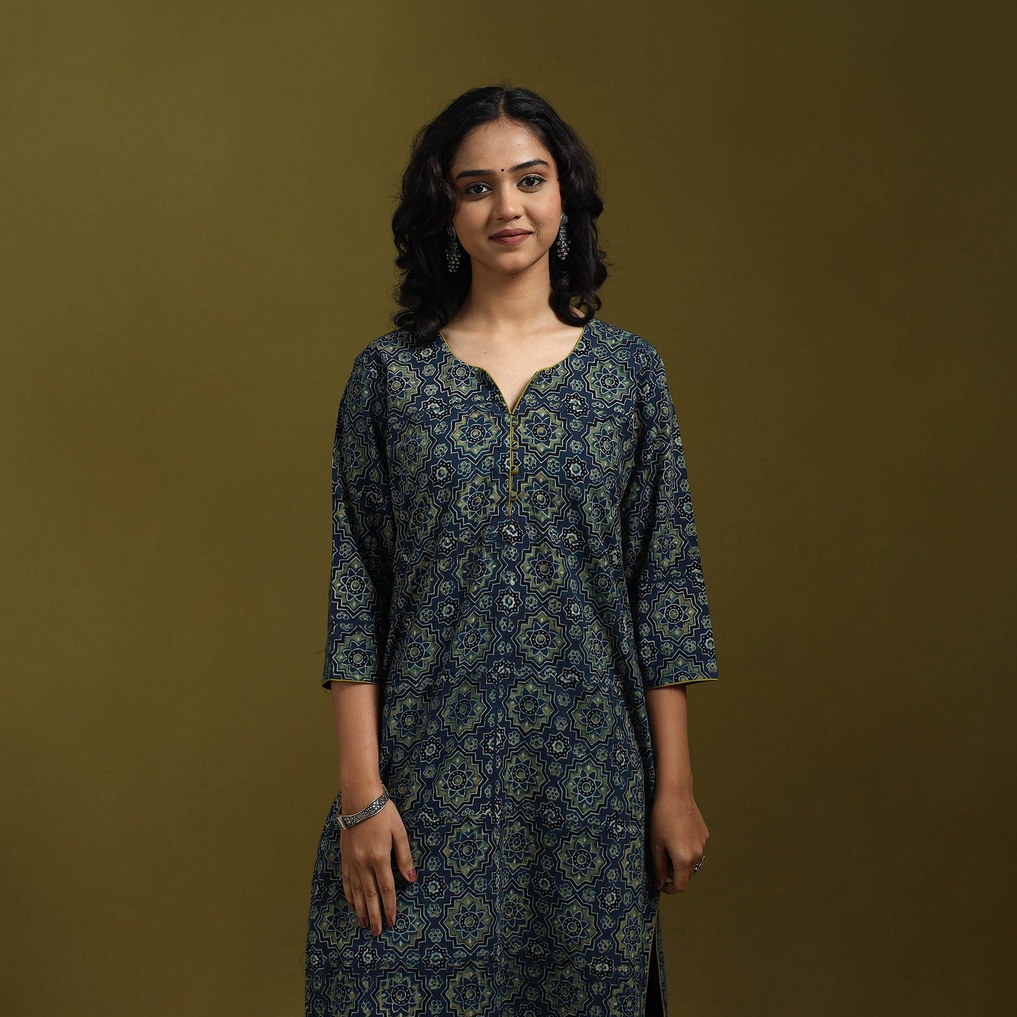 Natural dyed cotton straight kurta for women 05