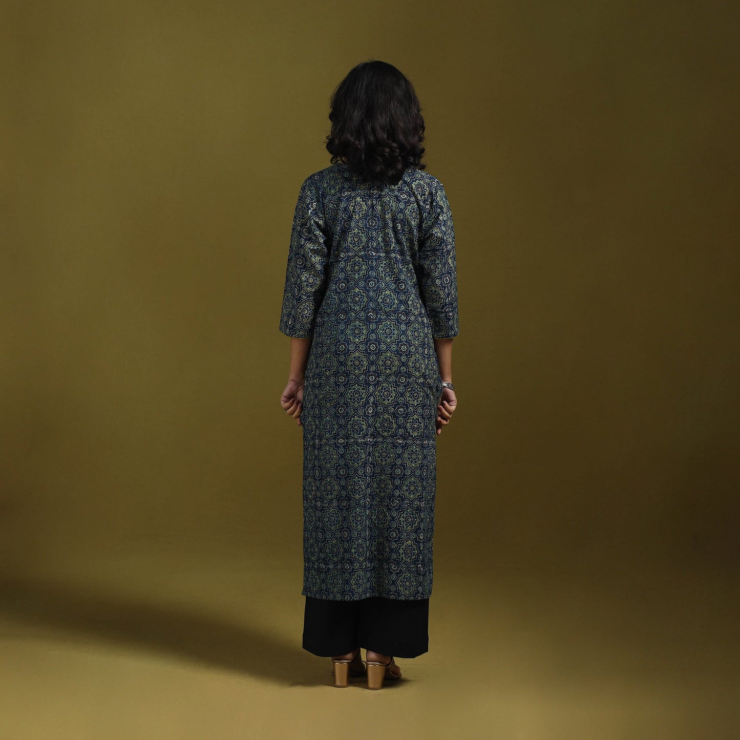 Natural dyed cotton straight kurta for women 05